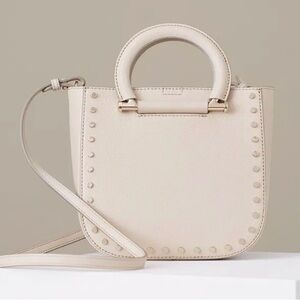 Reiss Mayfair Mini Biege Leather Crossbody Tote